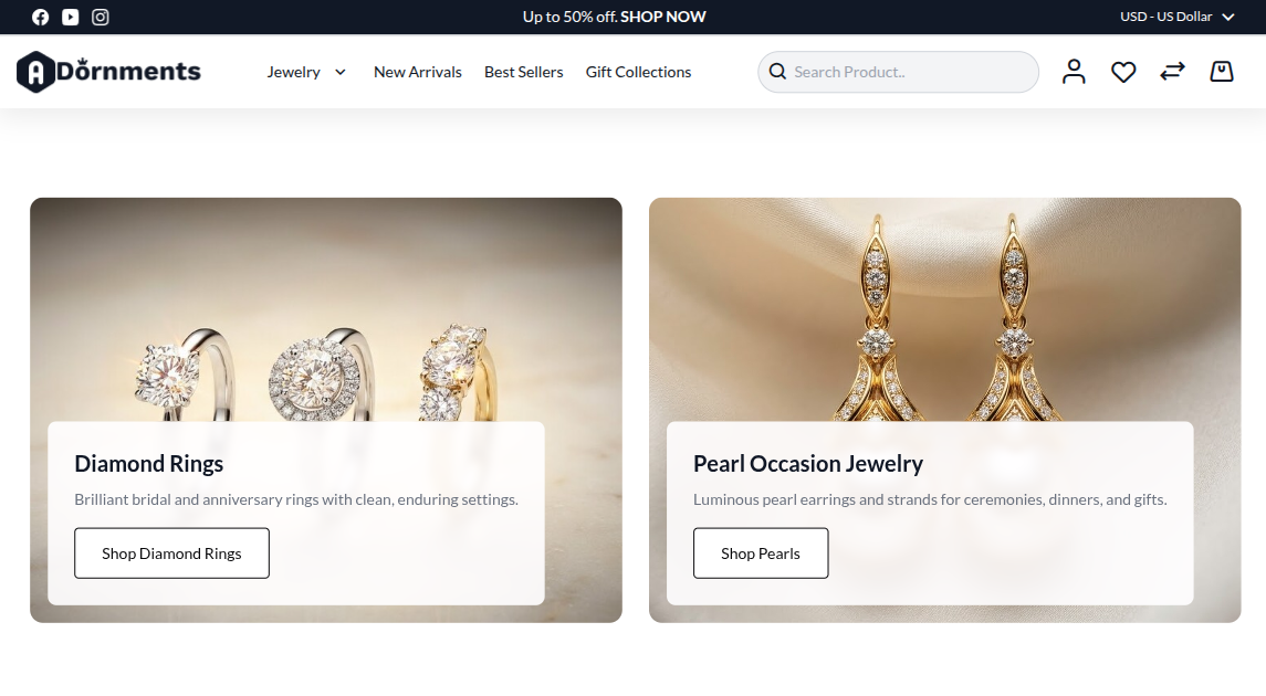 Collection banners on the storefront