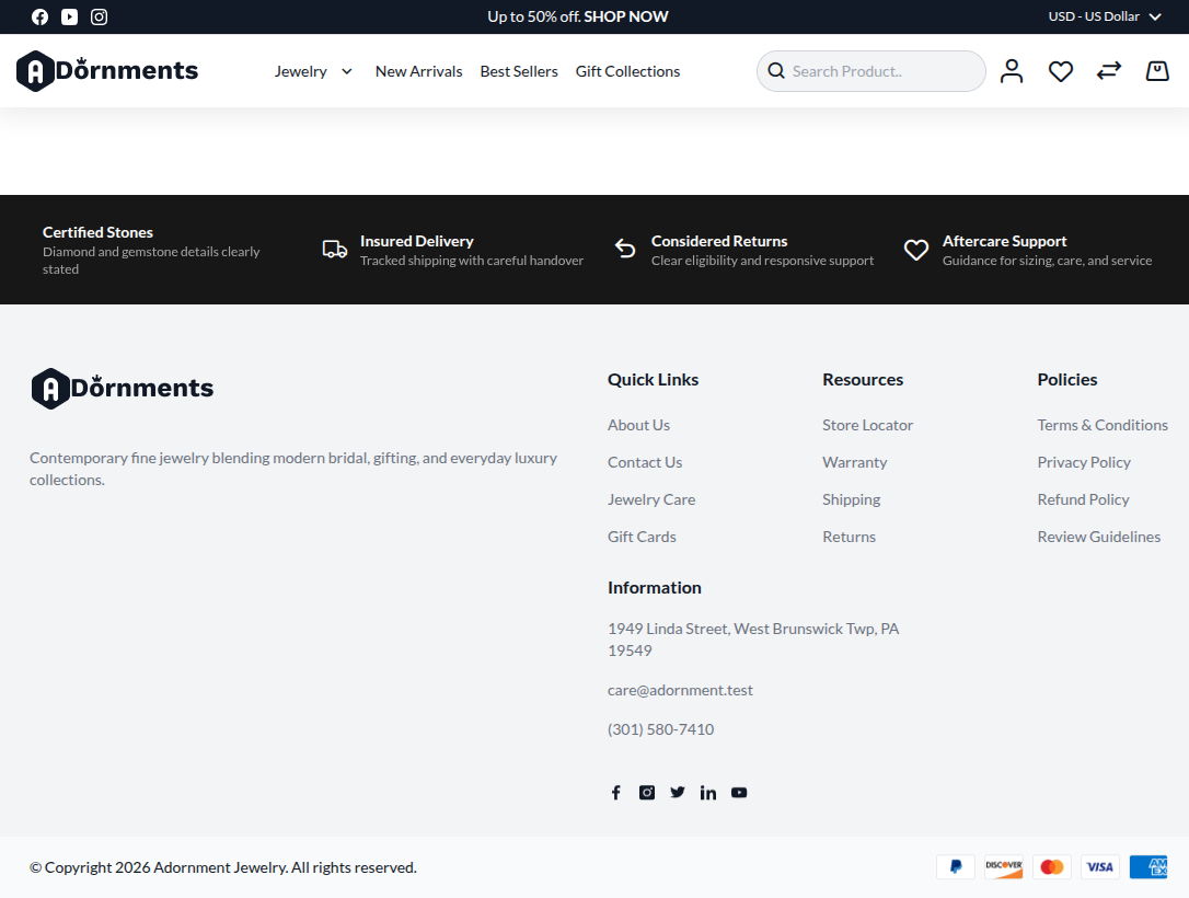 Header and footer storefront result