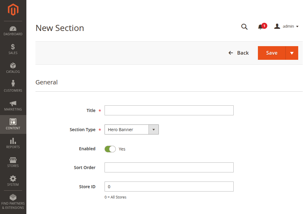 Magento Admin New Section form for Homepage Configurator
