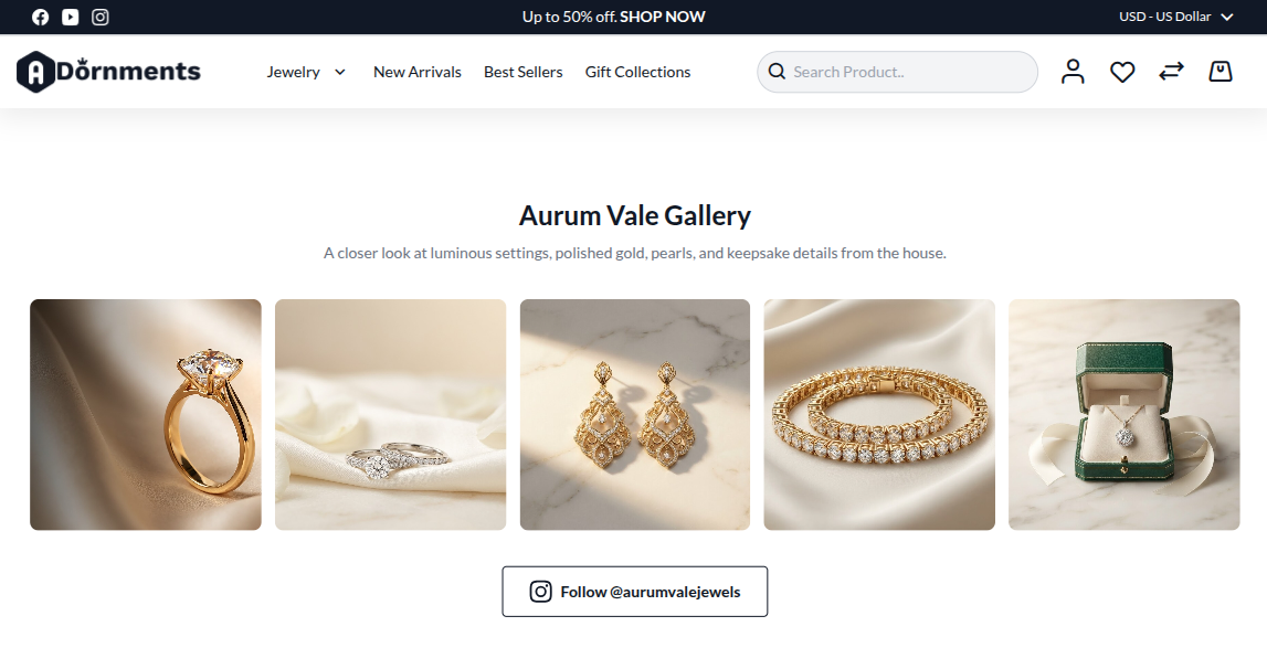 Instagram feed on the storefront