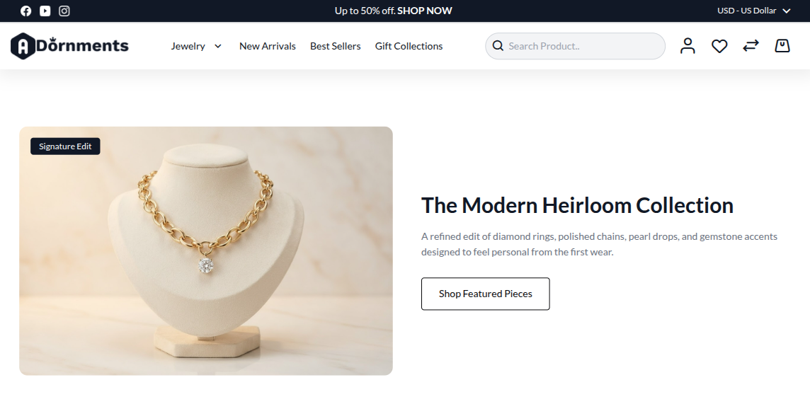 Split content section on the storefront